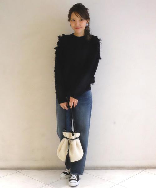 Another Edition（アナザーエディション）の「フリンジハイネックプルオーバー/ AEBC ACﾌﾘﾝｼﾞHI/N PO（ニット/セーター・レディース・オフホワイト/ネイビー/ライトピンク・フリー）」の8枚目の写真