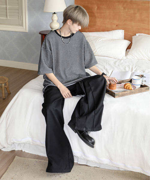 neos(ネオス)の「【neos】ルーズシルエット 配色 ワッフル サイド スリット クルーネック ハーフスリーブ Tシャツ(Tシャツ/カットソー・メンズ・ブラック/ブルー/チャコールグレー/スミクロ/グレー/サックスブルー・LARGE/MEDIUM)」の14枚目の写真