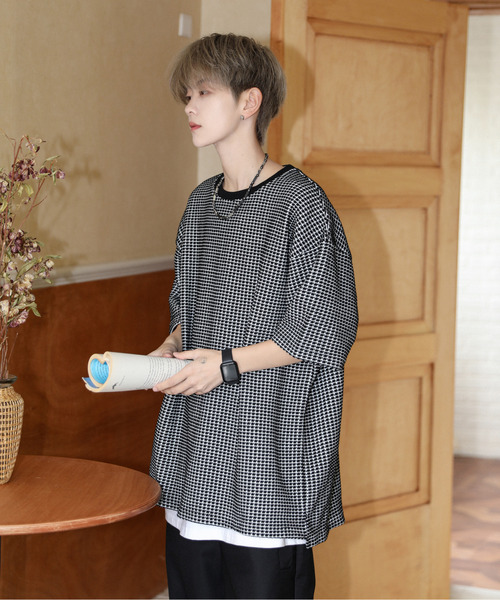 neos(ネオス)の「【neos】ルーズシルエット 配色 ワッフル サイド スリット クルーネック ハーフスリーブ Tシャツ(Tシャツ/カットソー・メンズ・ブラック/ブルー/チャコールグレー/スミクロ/グレー/サックスブルー・LARGE/MEDIUM)」の16枚目の写真