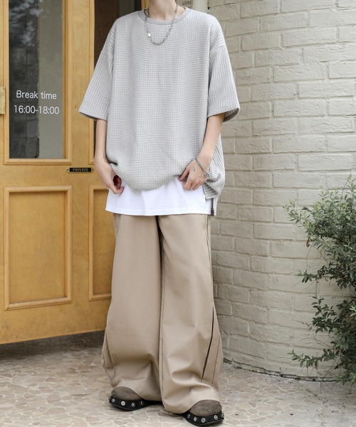 neos(ネオス)の「【neos】ルーズシルエット 配色 ワッフル サイド スリット クルーネック ハーフスリーブ Tシャツ(Tシャツ/カットソー・メンズ・ブラック/ブルー/チャコールグレー/スミクロ/グレー/サックスブルー・LARGE/MEDIUM)」の18枚目の写真