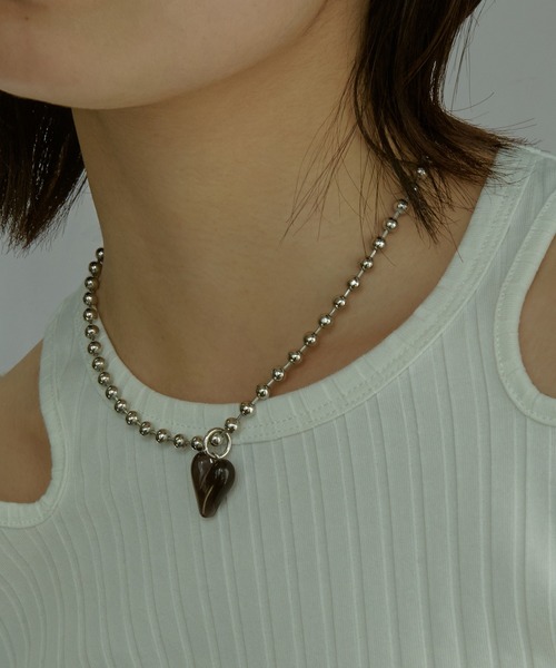 GOLDY（ゴールディ）の「ボール チェーン ガミー ハート ネックレス（ネックレス・レディース・ピンク/グリーン/ブラック/クリア/シルバー・FREE）」の13枚目の写真