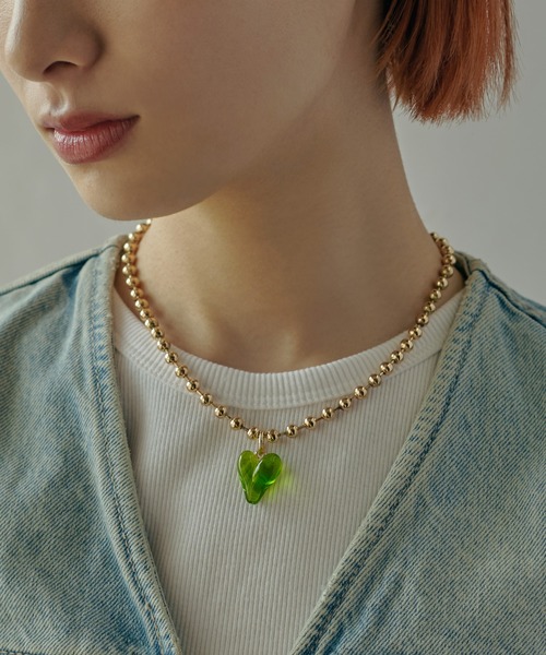 GOLDY（ゴールディ）の「ボール チェーン ガミー ハート ネックレス（ネックレス・レディース・ピンク/グリーン/ブラック/クリア/シルバー・FREE）」の18枚目の写真