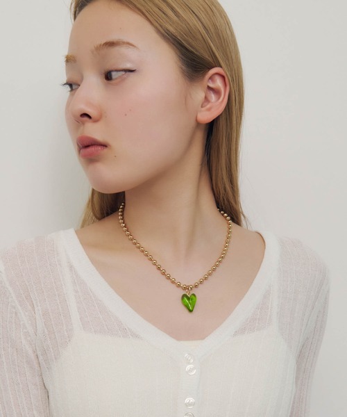 GOLDY（ゴールディ）の「ボール チェーン ガミー ハート ネックレス（ネックレス・レディース・ピンク/グリーン/ブラック/クリア/シルバー・FREE）」の20枚目の写真