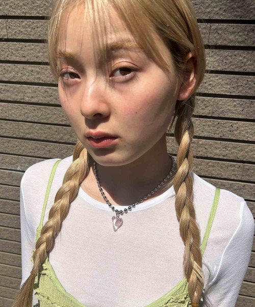 GOLDY（ゴールディ）の「ボール チェーン ガミー ハート ネックレス（ネックレス・レディース・ピンク/グリーン/ブラック/クリア/シルバー・FREE）」の7枚目の写真