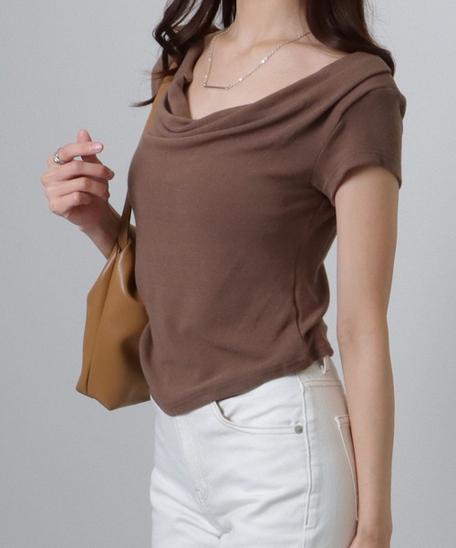 Lace Ladies(レースレディース)の「2WAY ドレープ コンパクト 半袖 プルオーバー(Tシャツ/カットソー・レディース・ブラック/ホワイト/ピンク/ブラウン・M/XL)」の3枚目の写真