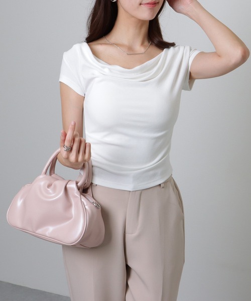 Lace Ladies(レースレディース)の「2WAY ドレープ コンパクト 半袖 プルオーバー(Tシャツ/カットソー・レディース・ブラック/ホワイト/ピンク/ブラウン・M/XL)」の10枚目の写真