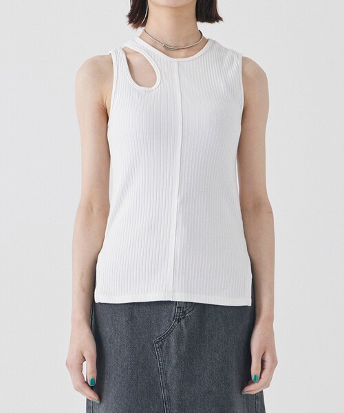 UNITED TOKYO(ユナイテッドトウキョウ)の「beautility カットアウトアシメタンクトップ|ウォッシャブル/夏服(タンクトップ・レディース・ブラック/グレー/ホワイト・FREE)」の11枚目の写真