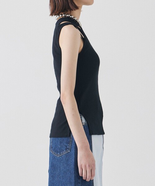 UNITED TOKYO(ユナイテッドトウキョウ)の「beautility カットアウトアシメタンクトップ|ウォッシャブル/夏服(タンクトップ・レディース・ブラック/グレー/ホワイト・FREE)」の16枚目の写真