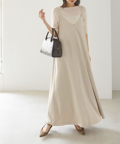 Noble（ノーブル）の「《追加》ビンテージツイルコンフォータブルキャミワンピース 5（ワンピース・レディース・ブラック/チャコールグレー/ベージュ・FREE）」の3枚目の写真