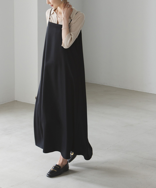 Noble（ノーブル）の「《追加》ビンテージツイルコンフォータブルキャミワンピース 5（ワンピース・レディース・ブラック/チャコールグレー/ベージュ・FREE）」の2枚目の写真