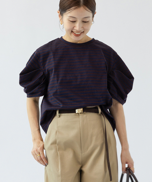 IENA（イエナ）の「ボリュームスリーブTシャツ（Tシャツ/カットソー・レディース・ブラウン/ブラック/ダークブルー・FREE）」の13枚目の写真