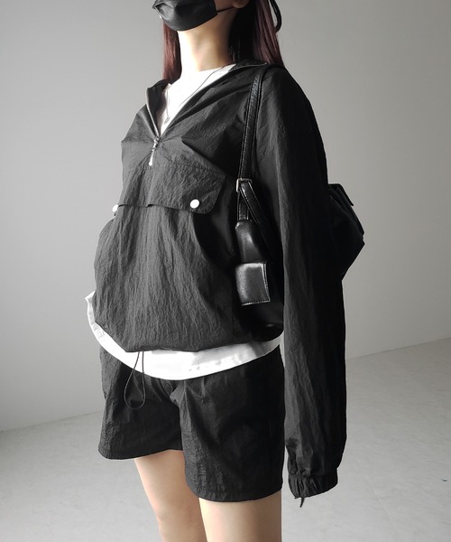 CHICKENNOT ナイロンアノラック ショートパンツ セットアップ サイズ2 バイカラーナイロンショートパンツ | YELLOW・BEIGE - Little