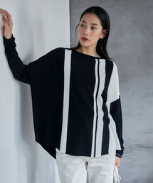 ヴィスコースワイド 配色プルオーバー