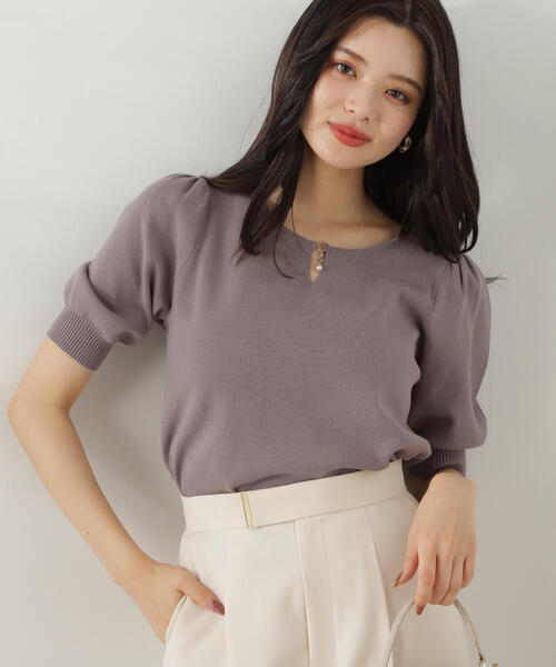 PROPORTION BODY DRESSING(プロポーションボディドレッシング)の「揺れるパールチャーム付きニット / 1214270807(ニット/セーター・レディース・ホワイト系その他/レッド/グレー・SMALL/MEDIUM)」の2枚目の写真