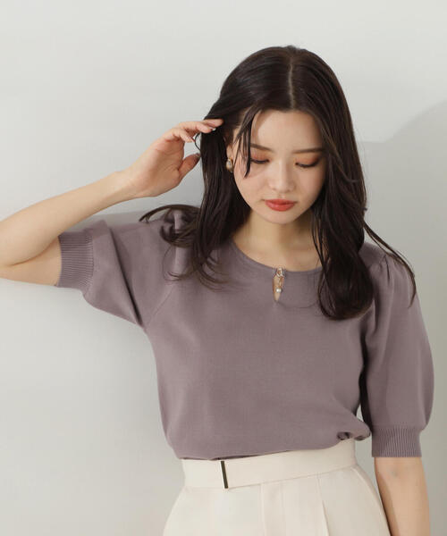 PROPORTION BODY DRESSING(プロポーションボディドレッシング)の「揺れるパールチャーム付きニット / 1214270807(ニット/セーター・レディース・ホワイト系その他/レッド/グレー・SMALL/MEDIUM)」の8枚目の写真
