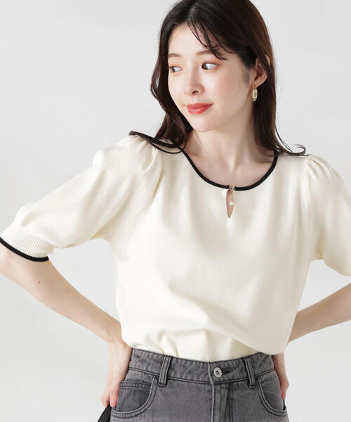 PROPORTION BODY DRESSING(プロポーションボディドレッシング)の「揺れるパールチャーム付きニット / 1214270807(ニット/セーター・レディース・ホワイト系その他/レッド/グレー・SMALL/MEDIUM)」の11枚目の写真
