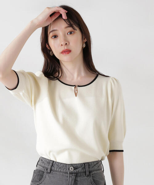 PROPORTION BODY DRESSING(プロポーションボディドレッシング)の「揺れるパールチャーム付きニット / 1214270807(ニット/セーター・レディース・ホワイト系その他/レッド/グレー・SMALL/MEDIUM)」の12枚目の写真