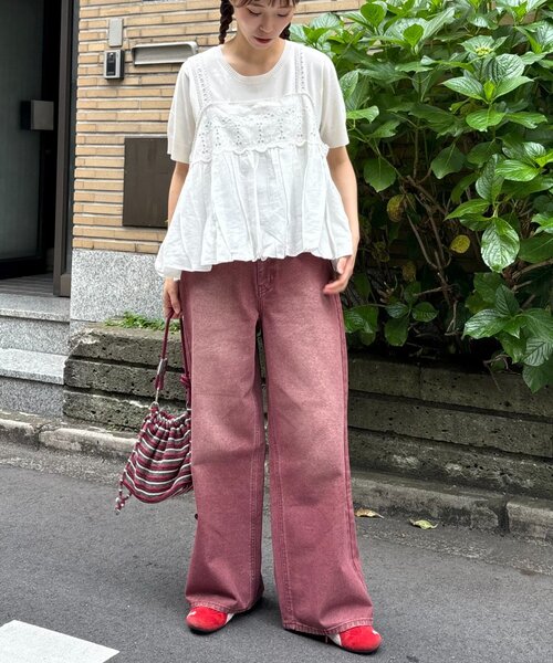 セール】【新色追加】【UNISEX】オーバーダイワイドデニムパンツ