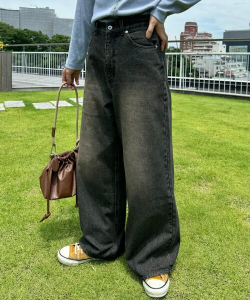タイムセールCIAOPANIC TYPY デニムパンツ セール】【新色追加】【UNISEX】オーバーダイワイドデニムパンツ