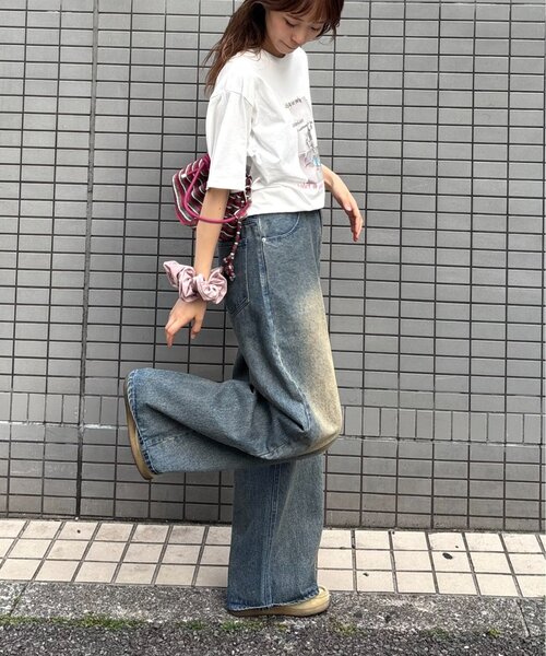 セール】【新色追加】【UNISEX】オーバーダイワイドデニムパンツ