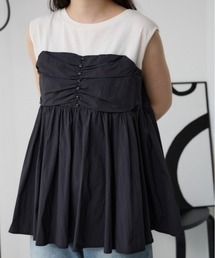 AZUL by moussy | ギャザービスチェレイヤードトップス(タンクトップ)