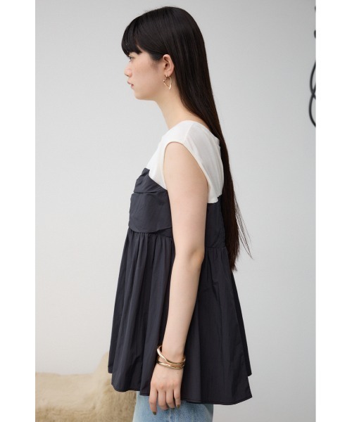 AZUL by moussy（アズールバイマウジー）の「ギャザービスチェレイヤードトップス（タンクトップ・レディース・ブラック/グレー/ベージュ・FREE）」の8枚目の写真