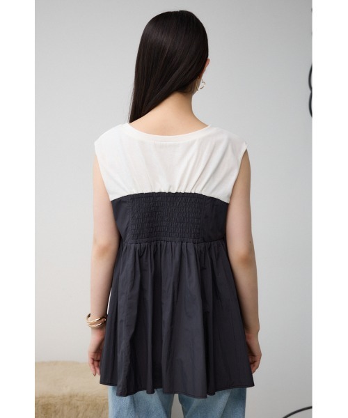 AZUL by moussy（アズールバイマウジー）の「ギャザービスチェレイヤードトップス（タンクトップ・レディース・ブラック/グレー/ベージュ・FREE）」の9枚目の写真