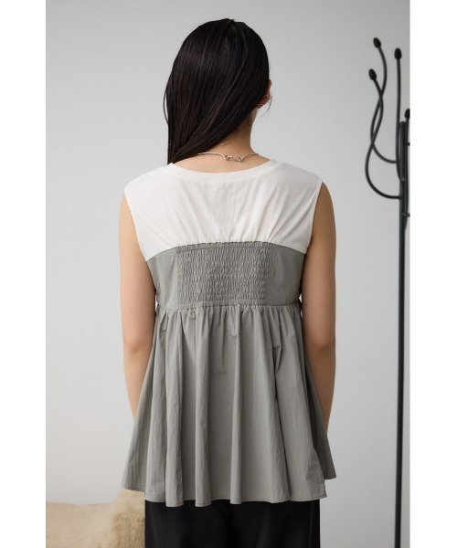 AZUL by moussy（アズールバイマウジー）の「ギャザービスチェレイヤードトップス（タンクトップ・レディース・ブラック/グレー/ベージュ・FREE）」の20枚目の写真