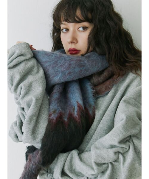 セール】パターンモヘアライクニットストール（マフラー）｜jouetie
