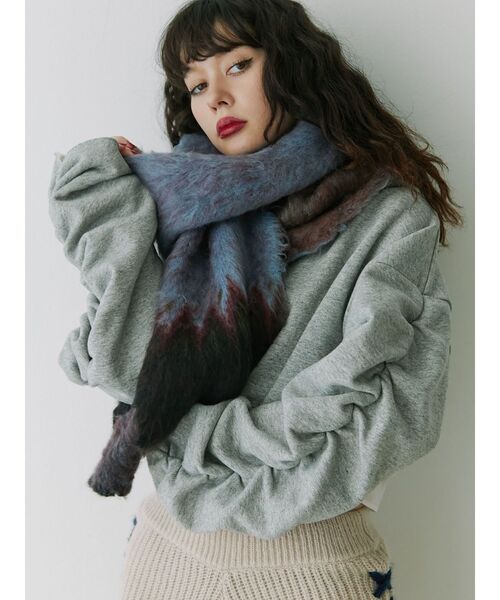 【未使用品】　EVERYDAY I LIKE. モヘアストール セール】パターンモヘアライクニットストール（マフラー
