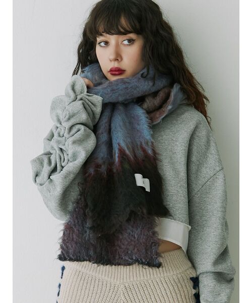 セール】パターンモヘアライクニットストール（マフラー）｜jouetie