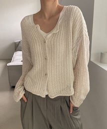 ボートネックデイリーボタンカーディガン