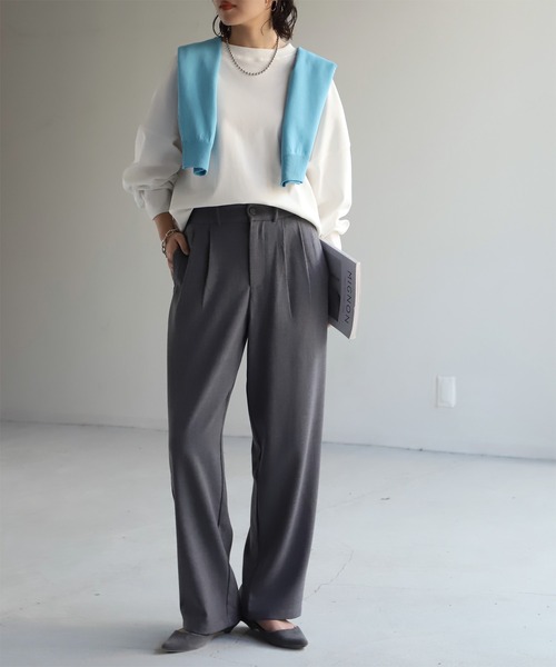 HUG.U（ハグユー）の「見つけた。優秀タックパンツ＜選べる着丈＞（スラックス・レディース・バーガンディー/ベージュ/ダークグレー/ブラック・M(レギュラー丈)/M(トール丈)/L(レギュラー丈)/L(トール丈)/XL(レギュラー丈)/XL(トール丈)）」の7枚目の写真