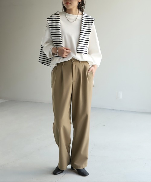 HUG.U（ハグユー）の「見つけた。優秀タックパンツ＜選べる着丈＞（スラックス・レディース・バーガンディー/ベージュ/ダークグレー/ブラック・M(レギュラー丈)/M(トール丈)/L(レギュラー丈)/L(トール丈)/XL(レギュラー丈)/XL(トール丈)）」の10枚目の写真