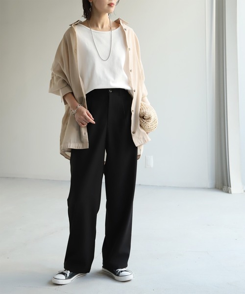 HUG.U（ハグユー）の「見つけた。優秀タックパンツ＜選べる着丈＞（スラックス・レディース・バーガンディー/ベージュ/ダークグレー/ブラック・M(レギュラー丈)/M(トール丈)/L(レギュラー丈)/L(トール丈)/XL(レギュラー丈)/XL(トール丈)）」の13枚目の写真