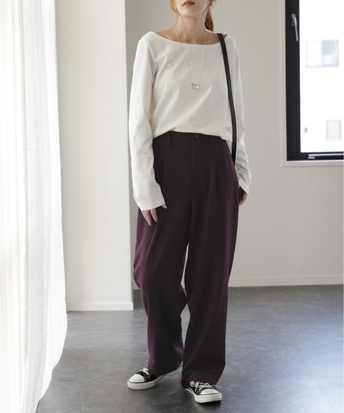 HUG.U（ハグユー）の「見つけた。優秀タックパンツ＜選べる着丈＞（スラックス・レディース・バーガンディー/ベージュ/ダークグレー/ブラック・M(レギュラー丈)/M(トール丈)/L(レギュラー丈)/L(トール丈)/XL(レギュラー丈)/XL(トール丈)）」の17枚目の写真