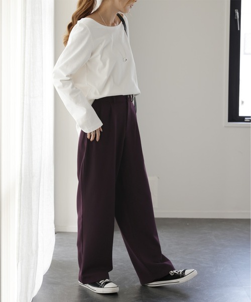 HUG.U（ハグユー）の「見つけた。優秀タックパンツ＜選べる着丈＞（スラックス・レディース・バーガンディー/ベージュ/ダークグレー/ブラック・M(レギュラー丈)/M(トール丈)/L(レギュラー丈)/L(トール丈)/XL(レギュラー丈)/XL(トール丈)）」の18枚目の写真