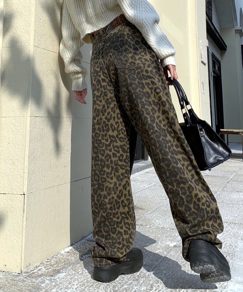 SHEENA（シーナ）の「レオパード柄ワイドパンツ（デニムパンツ・レディース・ブラウン/グレー・S/M/L）」の15枚目の写真