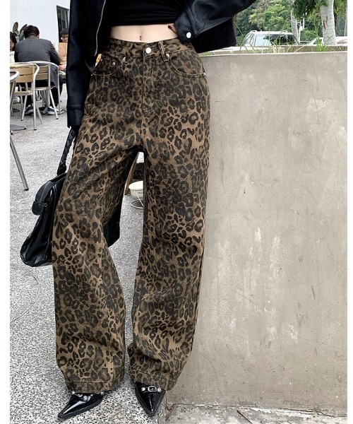 SHEENA（シーナ）の「レオパード柄ワイドパンツ（デニムパンツ・レディース・ブラウン/グレー・S/M/L）」の19枚目の写真