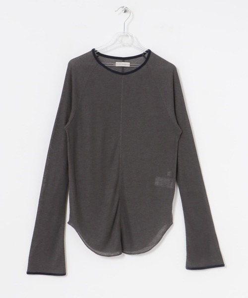 LAATO（ラート）の「piping sheer t-shirts（Tシャツ/カットソー・レディース・ダークグレー/ライトグレー/ライトカーキ・FREE）」の2枚目の写真