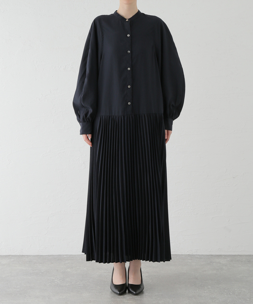 SLOBE IENA スローブイエナ ロープリーツ ワンピース ネイビー 紺 SLOBE IENA（スローブイエナ）の「ロープリーツワンピース（ワンピース