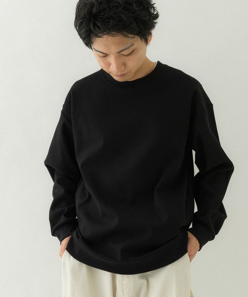 EKAL（エカル）の「『吸水速乾/UVカット』AIR FLEX サーマルロングスリーブTシャツ（Tシャツ/カットソー・メンズ・マスタード/ブラック/ホワイト・MEDIUM/LARGE）」の6枚目の写真