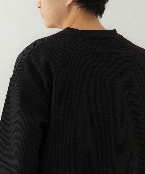 EKAL（エカル）の「『吸水速乾/UVカット』AIR FLEX サーマルロングスリーブTシャツ（Tシャツ/カットソー・メンズ・マスタード/ブラック/ホワイト・MEDIUM/LARGE）」の9枚目の写真