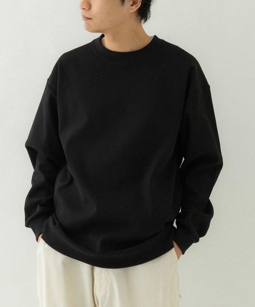 EKAL（エカル）の「『吸水速乾/UVカット』AIR FLEX サーマルロングスリーブTシャツ（Tシャツ/カットソー・メンズ・マスタード/ブラック/ホワイト・MEDIUM/LARGE）」の4枚目の写真