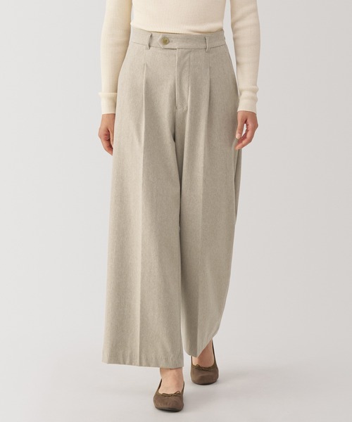 無印良品（ムジルシリョウヒン）の「婦人　ストレッチ起毛タックワイドパンツ（その他パンツ・レディース・ブラック系3/ベージュ/ブラック/グレー・XL/L/M/S）」の2枚目の写真