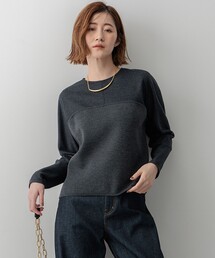 【洗える】ウールミルドジャージー ビスチェライクコンビ カットソー