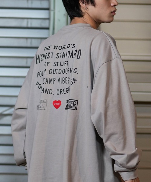 POLeR(ポーラー)の「【ムラサキスポーツ限定】POLER/ポーラー ロンT/長袖 ビックシルエット 刺繍ロゴ 吸汗速乾 249MCV0049(Tシャツ/カットソー・メンズ・ホワイト/グレー/ブラック・XL/L/M)」の2枚目の写真