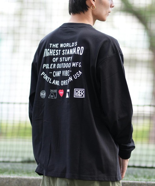 POLeR(ポーラー)の「【ムラサキスポーツ限定】POLER/ポーラー ロンT/長袖 ビックシルエット 刺繍ロゴ 吸汗速乾 249MCV0049(Tシャツ/カットソー・メンズ・ホワイト/グレー/ブラック・XL/L/M)」の3枚目の写真