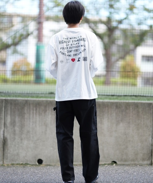 POLeR(ポーラー)の「【ムラサキスポーツ限定】POLER/ポーラー ロンT/長袖 ビックシルエット 刺繍ロゴ 吸汗速乾 249MCV0049(Tシャツ/カットソー・メンズ・ホワイト/グレー/ブラック・XL/L/M)」の12枚目の写真