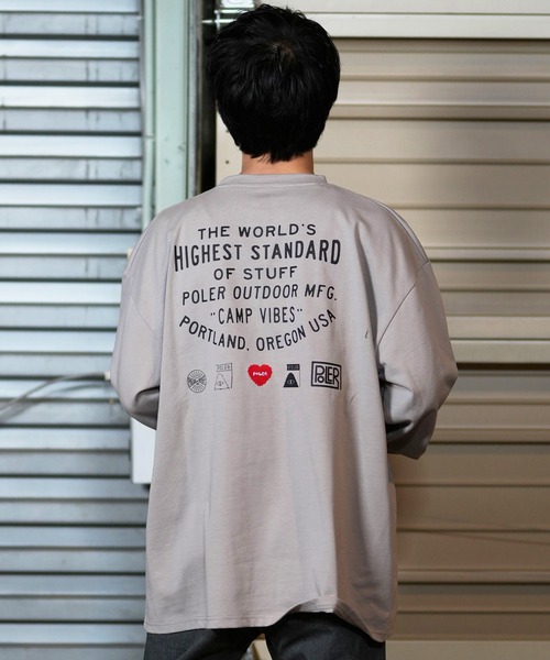 POLeR(ポーラー)の「【ムラサキスポーツ限定】POLER/ポーラー ロンT/長袖 ビックシルエット 刺繍ロゴ 吸汗速乾 249MCV0049(Tシャツ/カットソー・メンズ・ホワイト/グレー/ブラック・XL/L/M)」の15枚目の写真